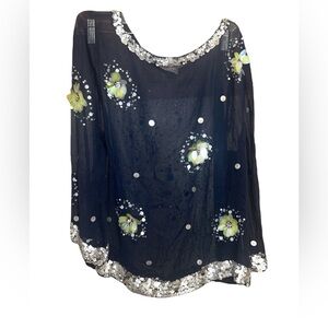Elegant Blue sequined Floral Women's Blouse